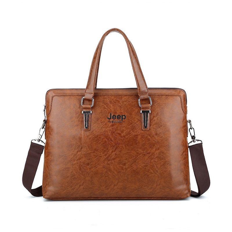 Túi xách cặp da công sở JEEP BULUO T04 42x32x7cm (Nâu đậm - Nâu sáng - Đen) | BigBuy360 - bigbuy360.vn