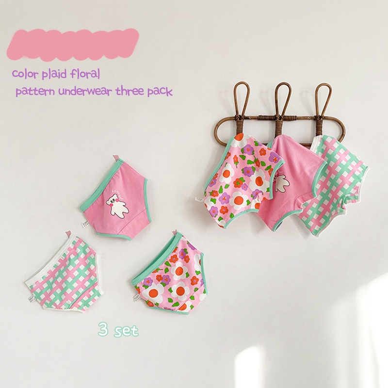 Bộ 3 Quần Lót Cotton In Hoa Xinh Xắn Cho Bé Gái