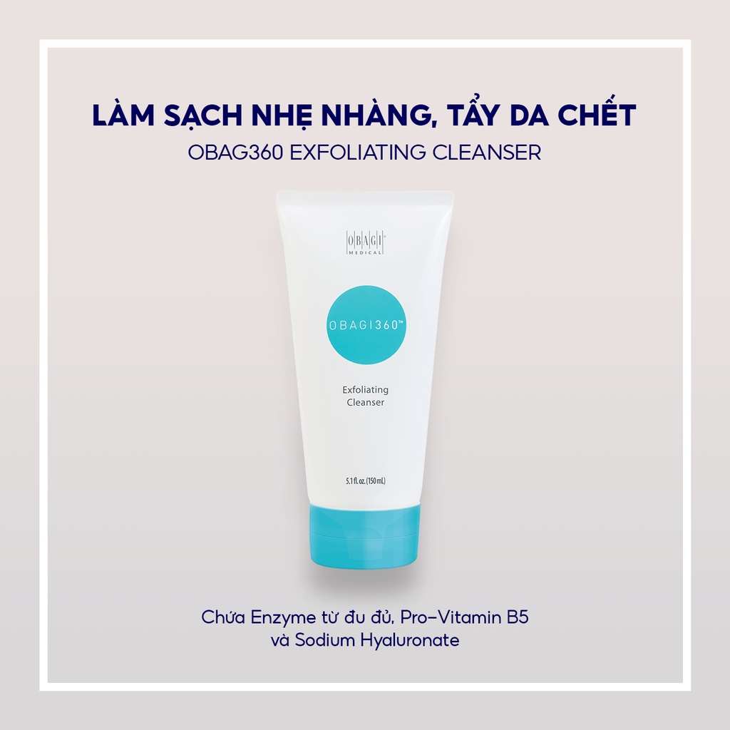 Sữa rửa mặt tẩy tế bào chết cho da khô OBAGI360 Exfoliating Cleanser 150ml – Sạch nhẹ nhàng, cân bằng ẩm