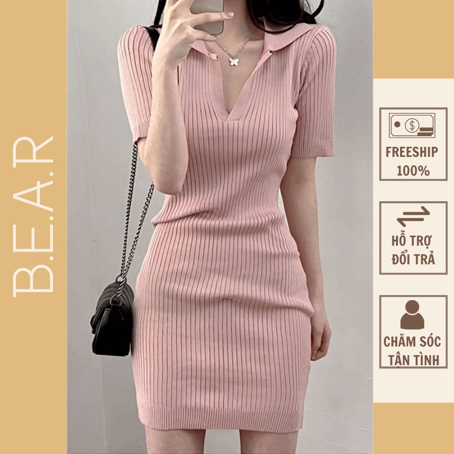 Đầm Body Polo Chất Thun Gân Có Cổ Ôm Body Sexy Quyến Rũ| Váy body - Đầm nữ sexy - Đ0052 | steven.factory