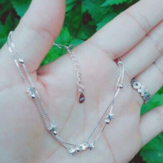 Lắc chân nữ bạc kép hình sao xinh xắn