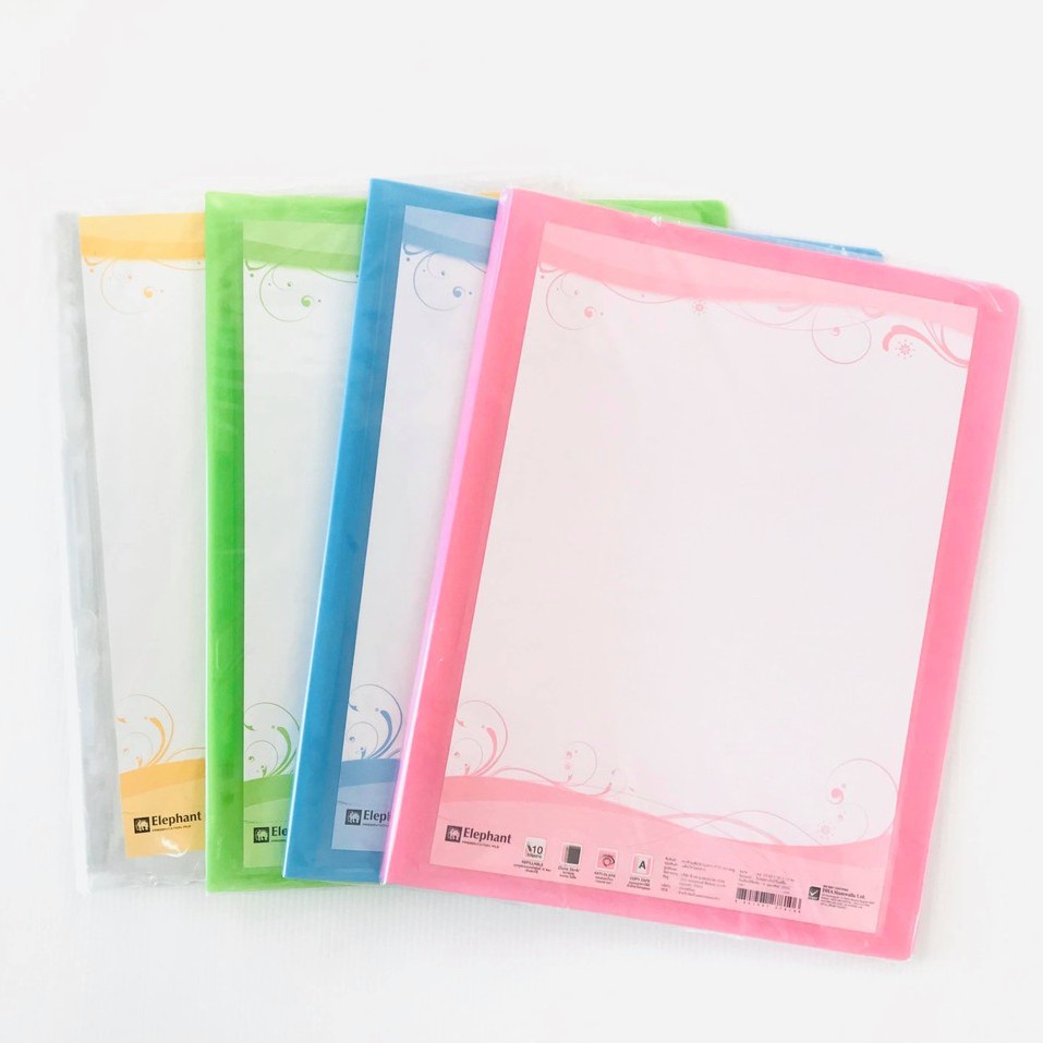 Bìa A4 nhựa plastic dẻo kèm 20 file lá kẹp hồ sơ Elephant