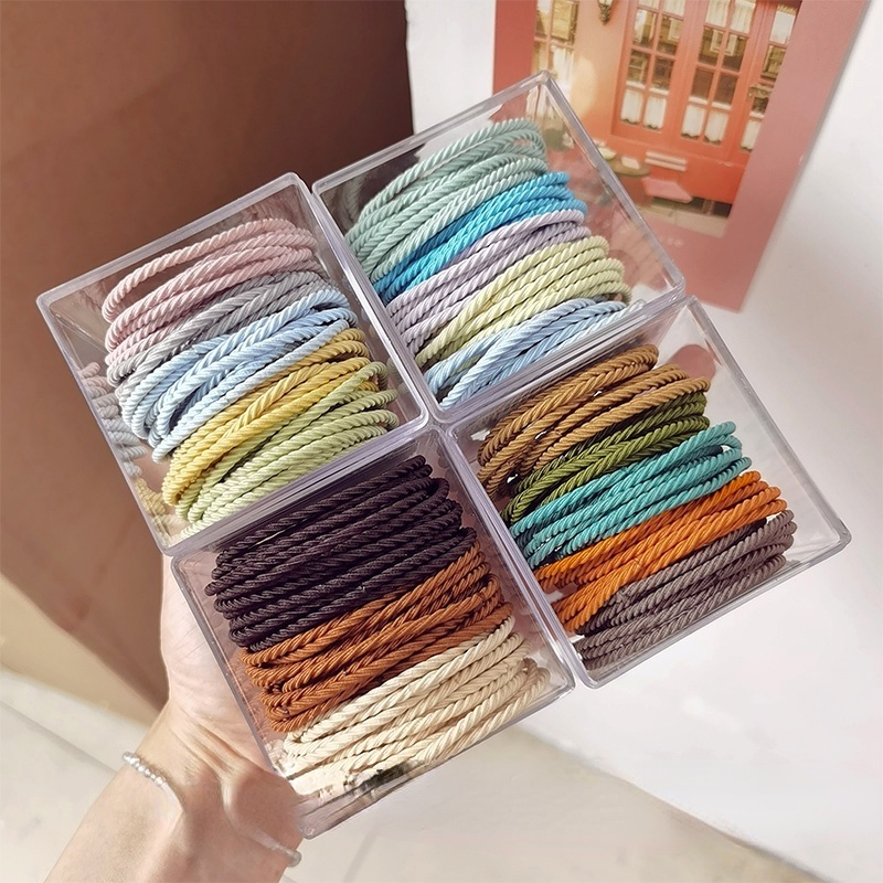 Hộp 50 dây buộc tóc co giãn màu sắc thời trang