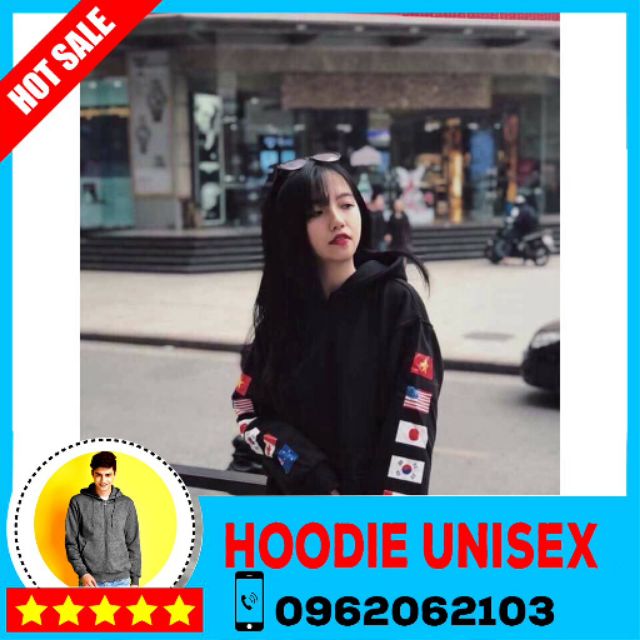 (HOOIDE) Mẫu ÁO Hoodie Nỉ Ngoại LÁ CỜ (Thời Trang Unisex)