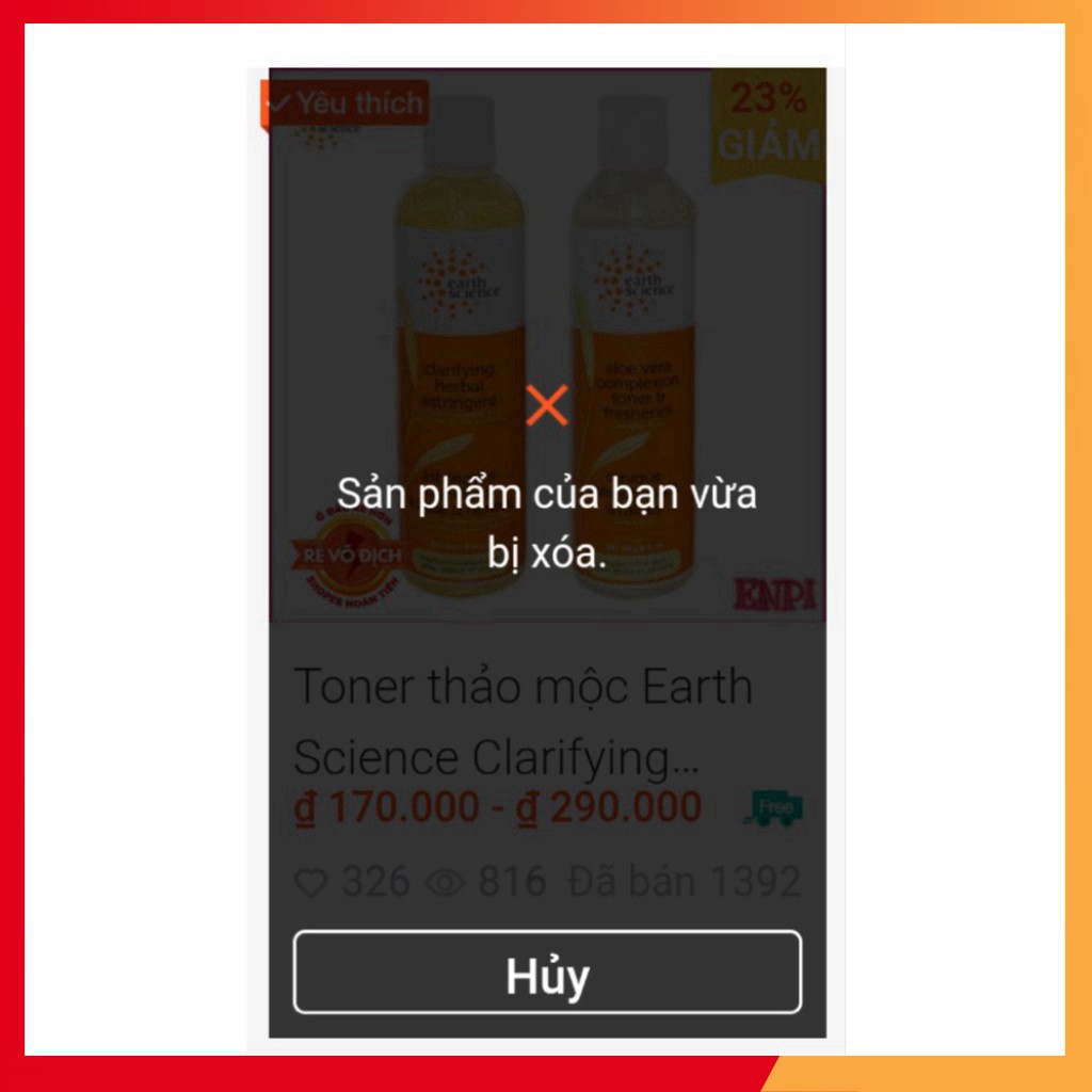 chính hãng Toner thảo mộc Earth Science Clarifying Herbal Astringent