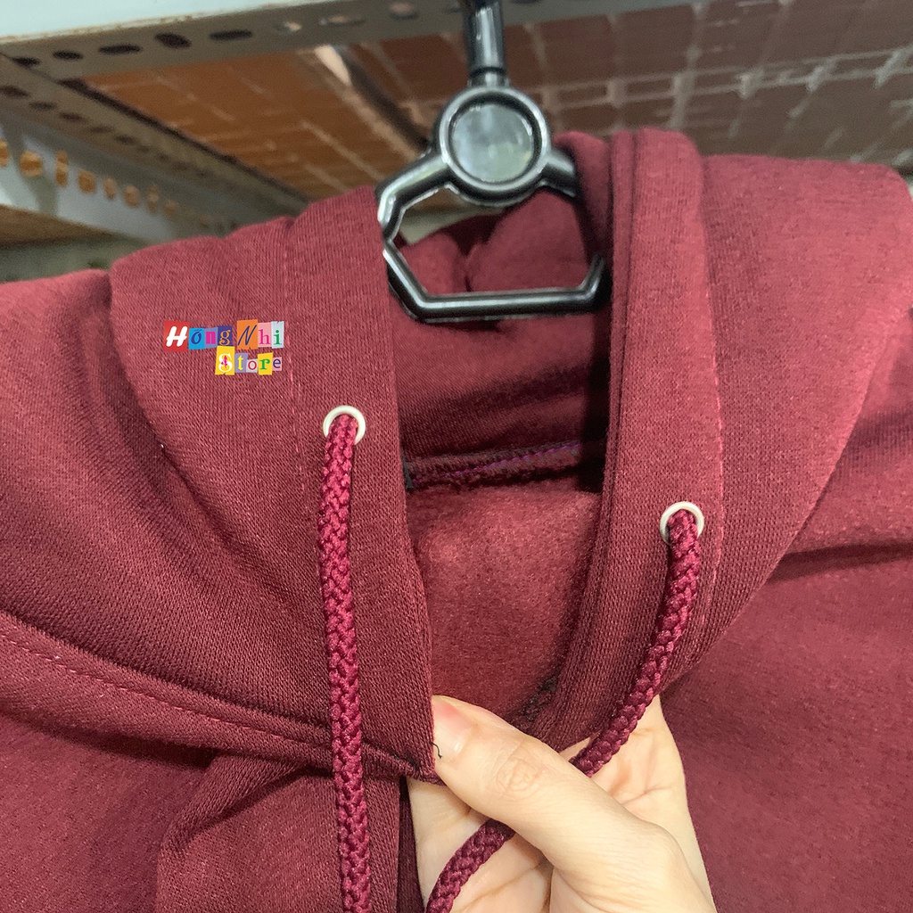 Áo Khoác Hoodie Trơn Ulzzang Unisex Màu Đỏ Rượu Chất Nỉ Bông Cao Cấp Dáng Rộng Nam Nữ - MM