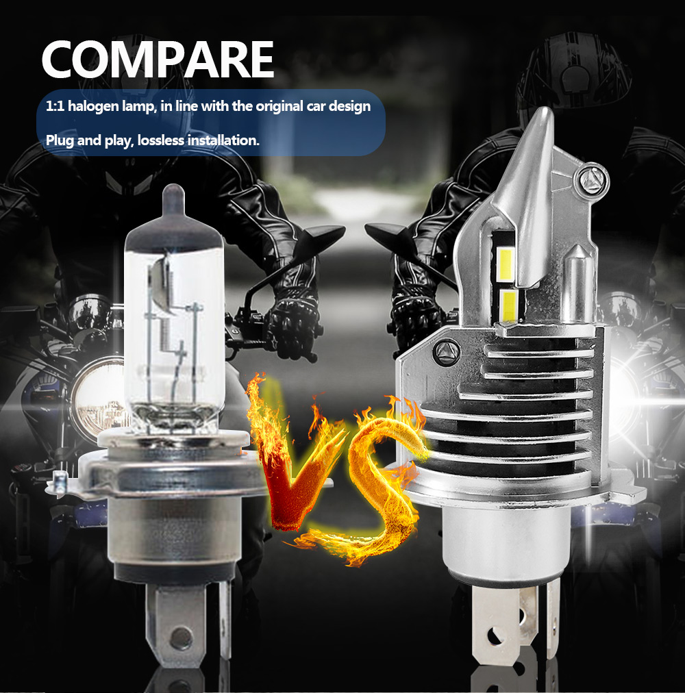 1 Cặp Đèn Pha Chống Sương Mù H4 9003 Hb2 72W 12V 24V 6000K Cho Xe Hơi Xe Máy