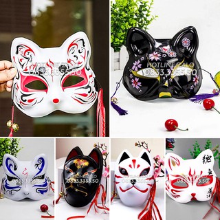 Mặt Nạ Hồ Ly Kitsune Cổ Trang Phong Cách Nhật Có Lục Lạc