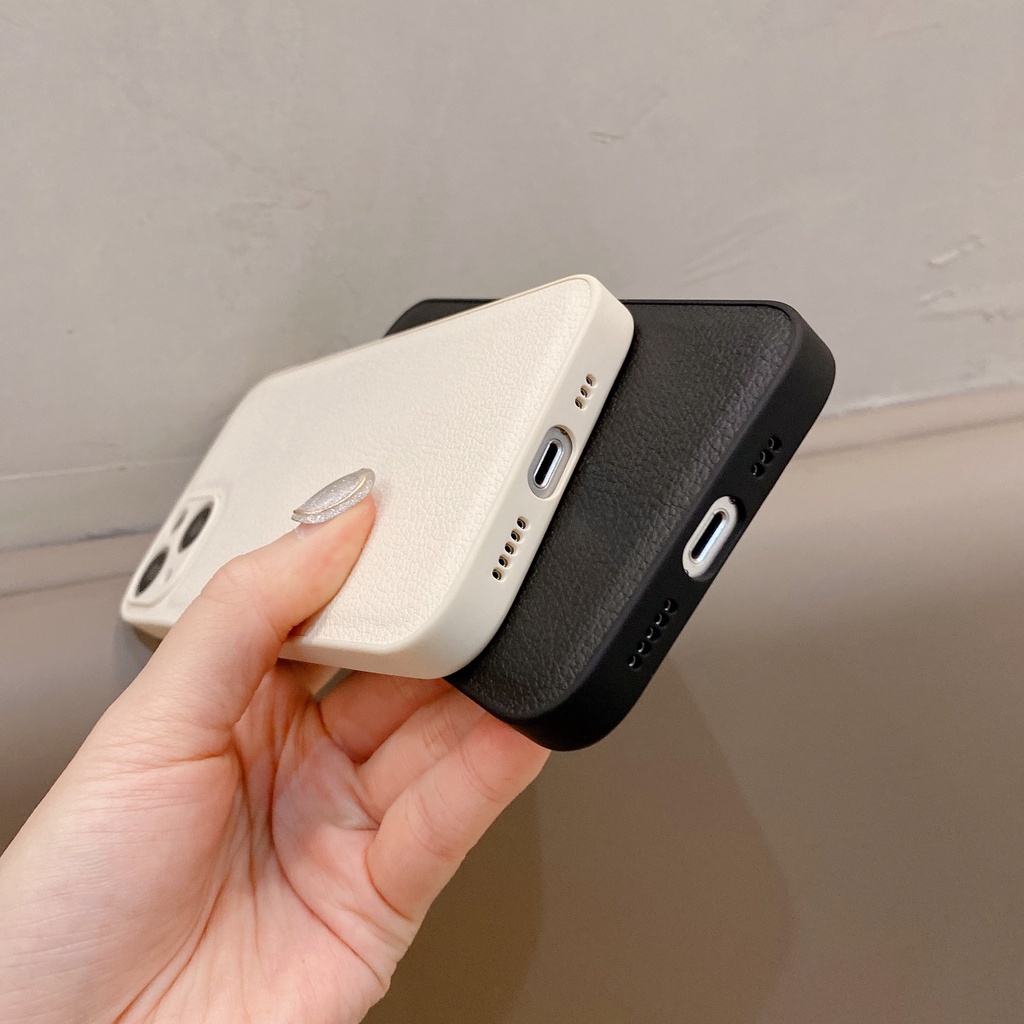 Ốp Điện Thoại Da PU Màu Trơn Cho iPhone 13ProMax 12pro 11pro X XR XSMax 8Plus