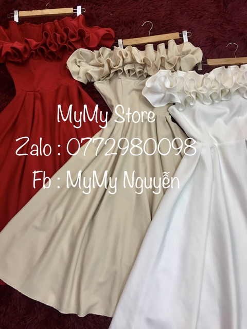 KÈM ẢNH/VIDEO THẬT - Đầm xoè bẹt vai dún SANG TRỌNG - Size M/L đến 57kg - MS175V | BigBuy360 - bigbuy360.vn