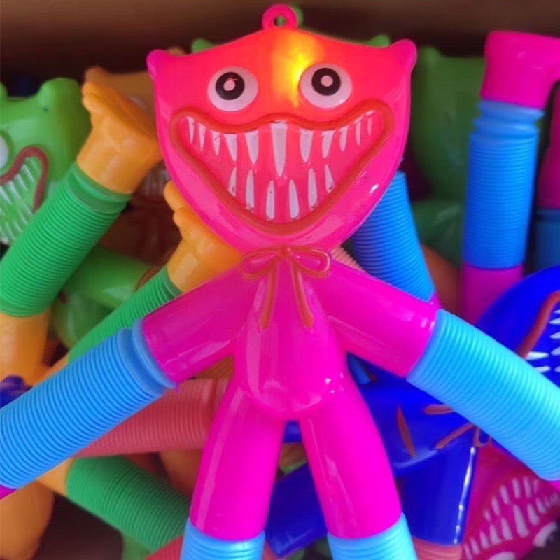 Đồ chơi Huggy Wuggy có đèn led Hapi Toys - Poppy Playtime cao cấp lò xo kéo dãn tạo mọi kểu dáng cho bé