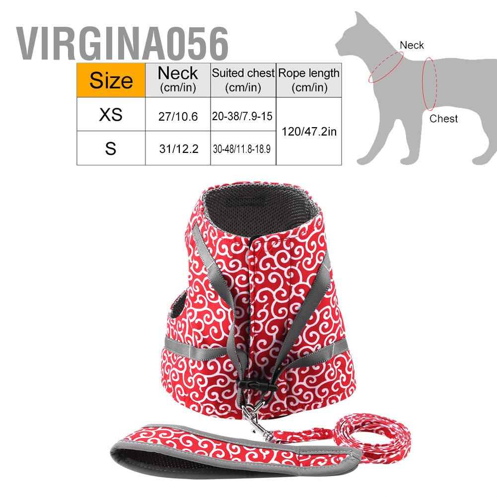Virgina056 Virgina056 Escape Proof Cat Harness Vest có đệm với lưới mềm thể điều chỉnh dây buộc để mèo đi dạo