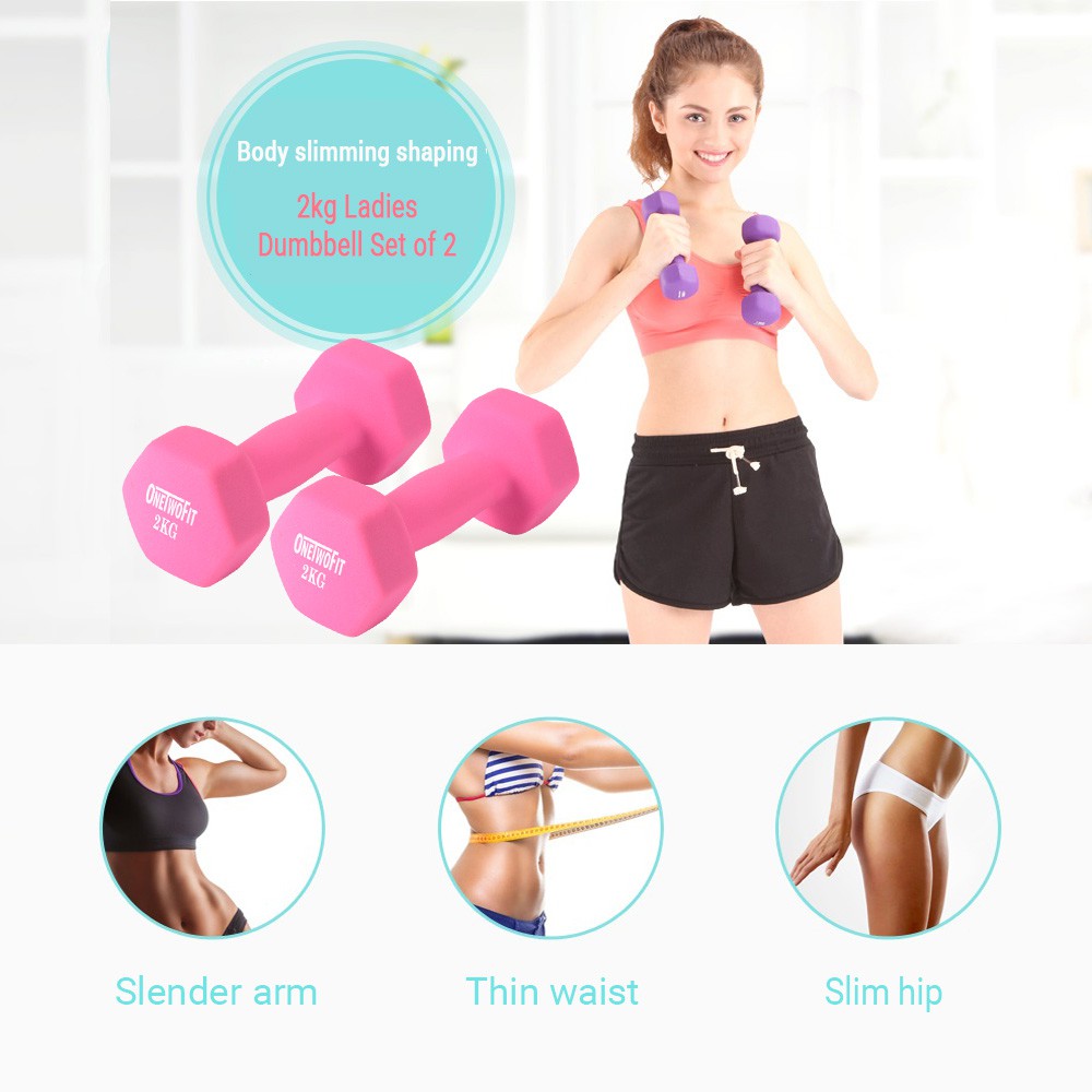 OneTwoFit Bộ 2 tạ 2kg/2.5kg tạ tay nữ Cặp tạ sắt tạ tay 4kg / 5kg