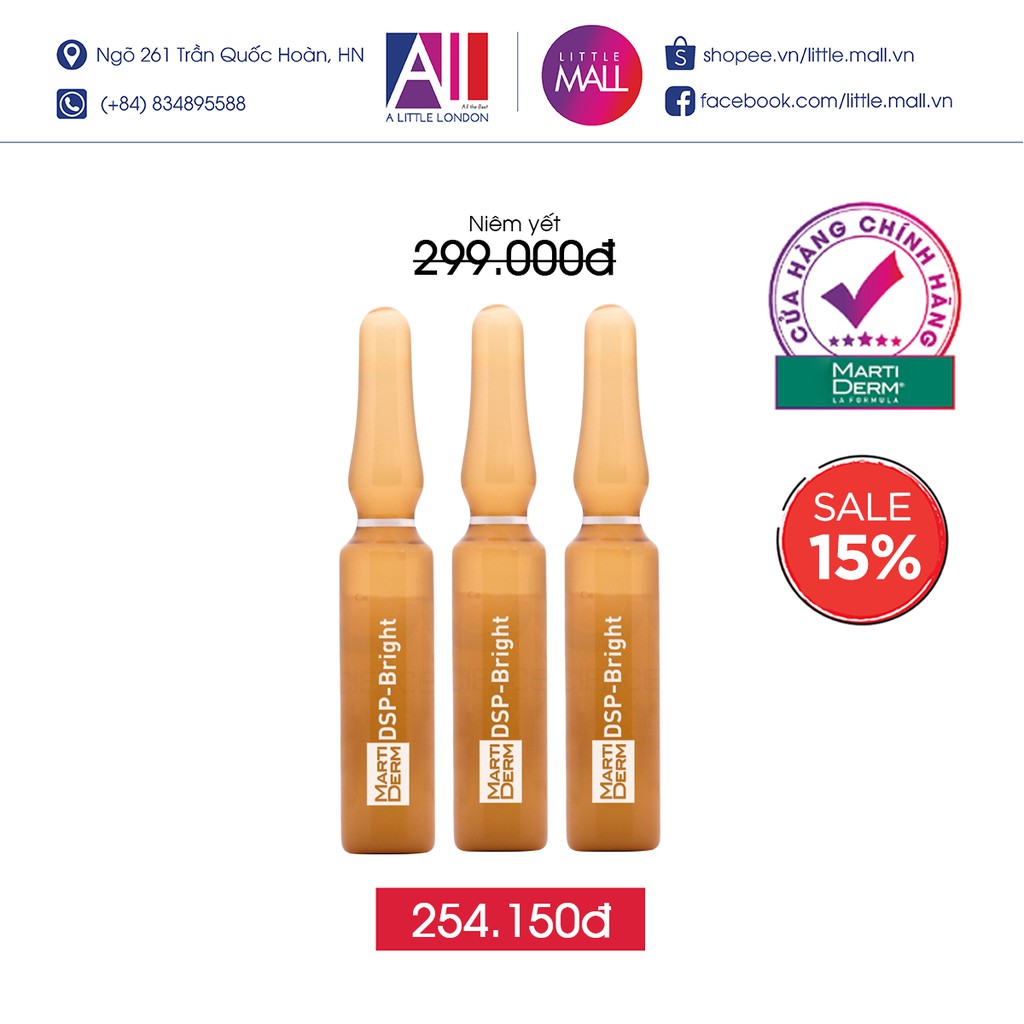 Set tinh chất dưỡng sáng, giảm đốm nâu MartiDerm Pigment Zero DSP Bright (Nhập khẩu)