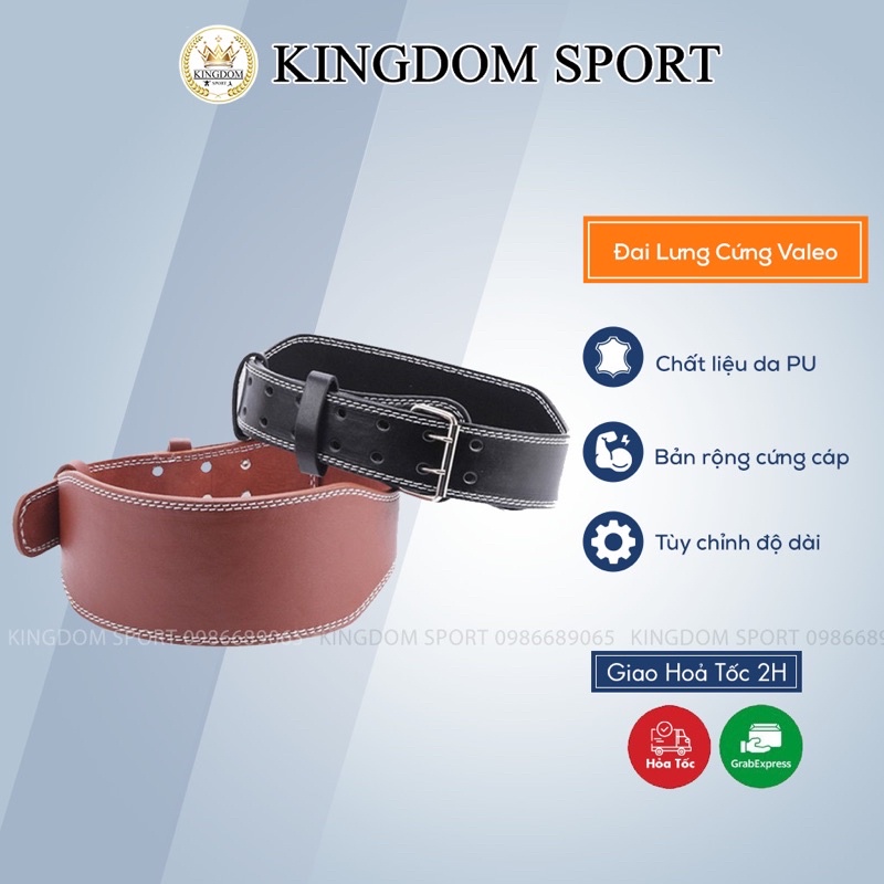 Đai Lưng Cứng Tập Gym Valeo hỗ trợ cột sống lưng khi Squat KINGDOM SPORT size S/M/L
