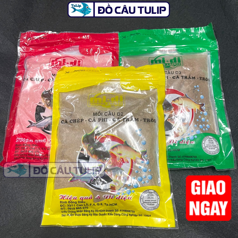 Cám Câu Cá Tổng Hợp D1 D2 D3 - Mồi Câu Cá Tra, Cá Chim, Cá Chép, Cá Rô Phi, Cá Chẽm, Cá Lóc - Đồ Câu Tulip