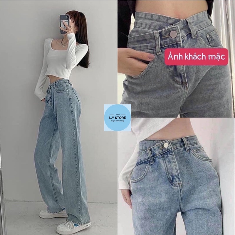 (Ảnh thật) Quần Jean cạp chéo L.Y Store nữ <3