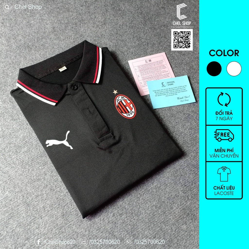 Áo polo 2V cao cấp AC Milan [ẢNH THẬT]