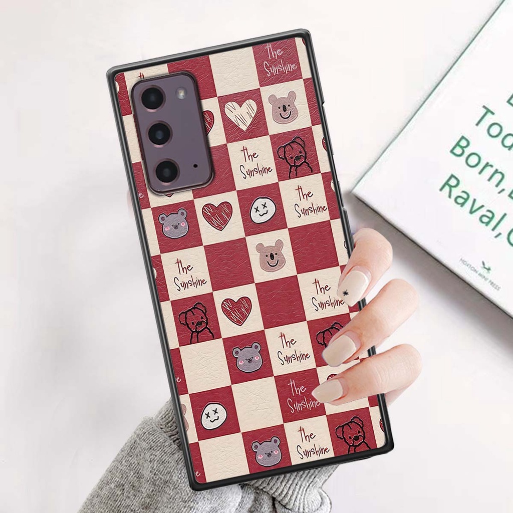 Ốp Samsung Note 20 Ultra gấu Bear rick caro vuông thời trang siêu đẹp