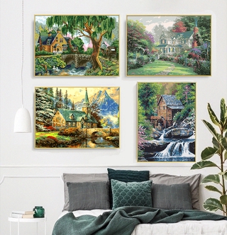 Bộ Tranh Sơn Dầu Thủ Công Họa Tiết Ngôi Nhà Đẹp Mắt Kèm Phụ Kiện Trang Trí Nội Thất Noflzxw01
