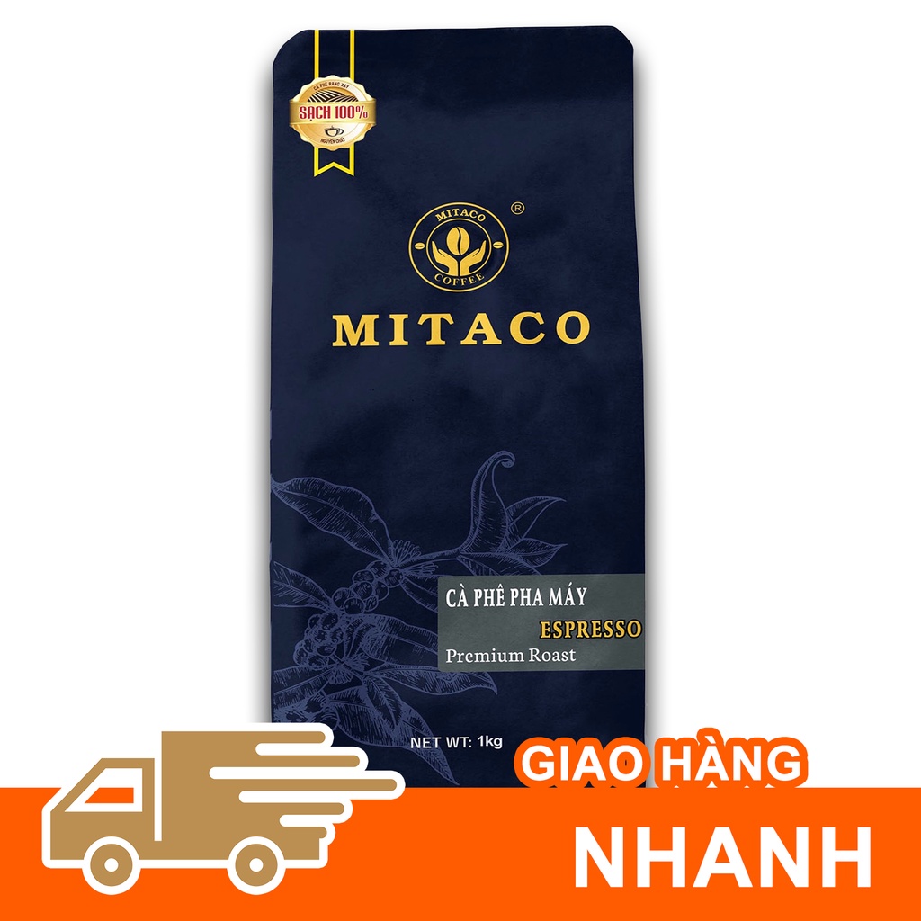 Cà phê pha máy nguyên chất (Espresso) MITACO COFFEE (Gói 1kg)