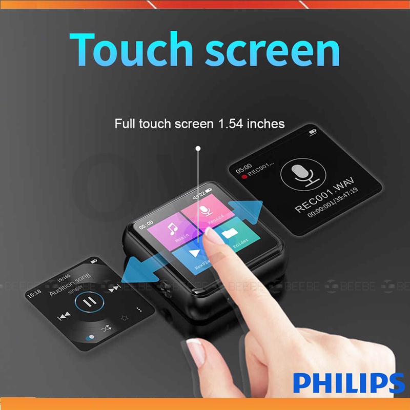 Philips SA2301 - Máy Nghe Nhạc, Ghi Âm, Màn Hình Cảm Ứng, Kiểu Dáng Thể Thao
