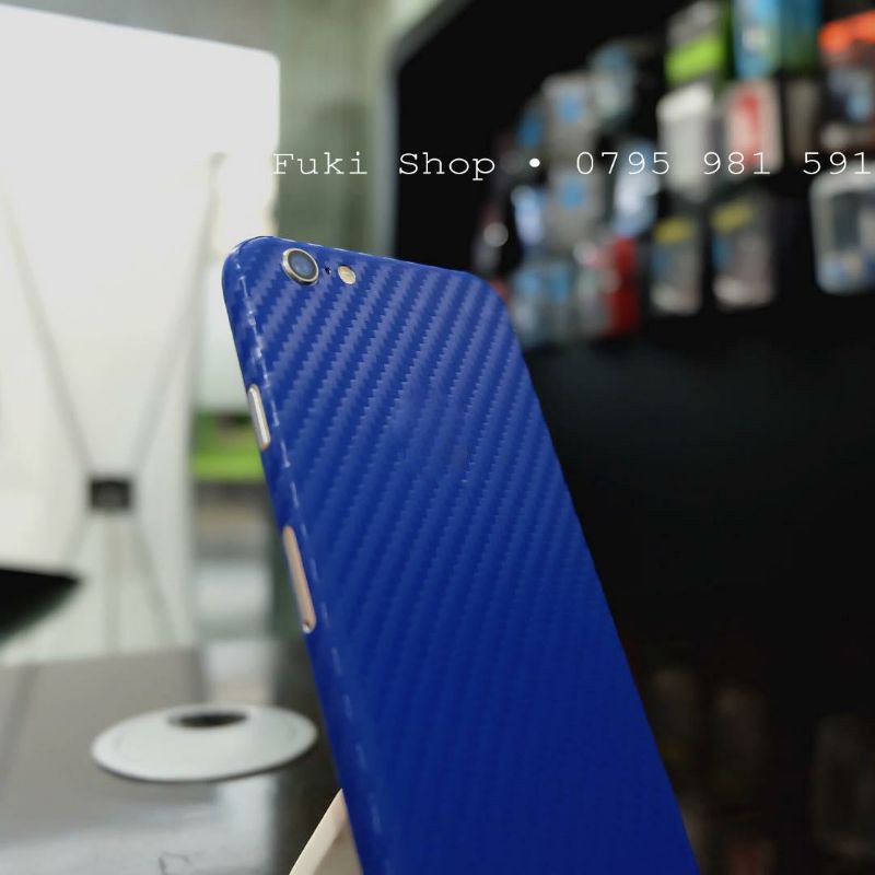 Tấm Dán Skin FULL Sợi Carbon &lt;MÀU&gt;  5 6 7 8 6plus 7plus 8plus X XS XR XSMAX 11 PRO MAX