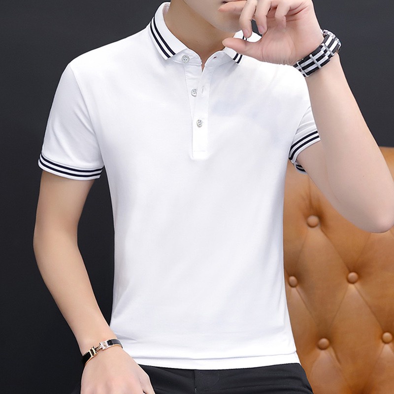Áo Polo nam cổ bẻ Viền Kép Cổ và Tay chất cá sấu Cotton co dãn dáng basic trẻ trung 3 màu - Poloman1