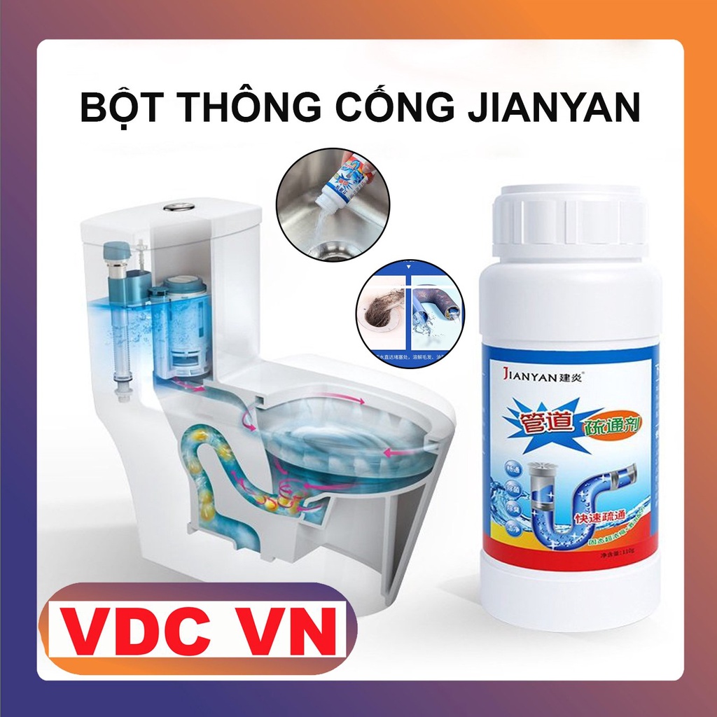 [ COMBO 5 Lọ ] Bột Thông Tắc Cống Bồn Cầu Bồn Rửa Mặt Đường Ống Chính Hãng JIANYAN Thông Tắc Cống, Bồn Cầu, Bồn Rửa