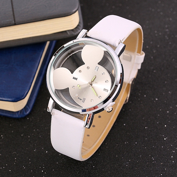 LWCC 147 Đồng hồ đeo tay mặt hình chuột hoạt hình đáng yêu dành cho trẻ em