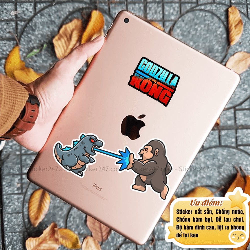 Sticker Kong chiến đấu Godzilla 𝑭𝒓𝒆𝒆𝒔𝒉𝒊𝒑 sticker chống nước sticker dán laptop, điện thoại, mũ bảo hiểm, vali, ipad...