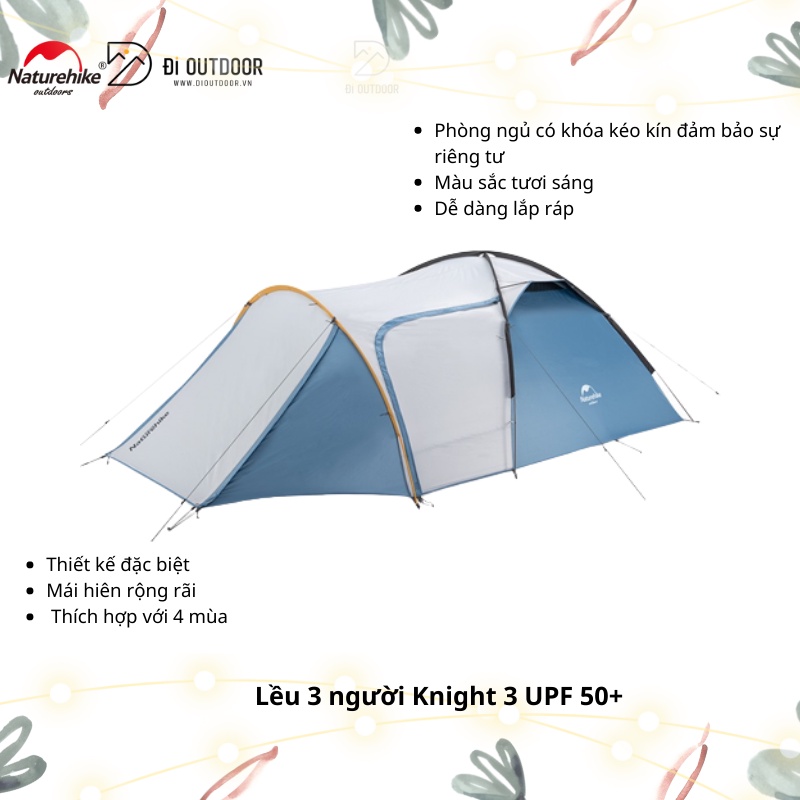 Lều 3 Người Naturehike NH19G001-Y Knight 3 UPF 50+