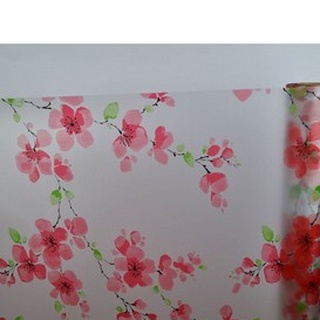 Decal giấy dán kính hoa mai đỏ