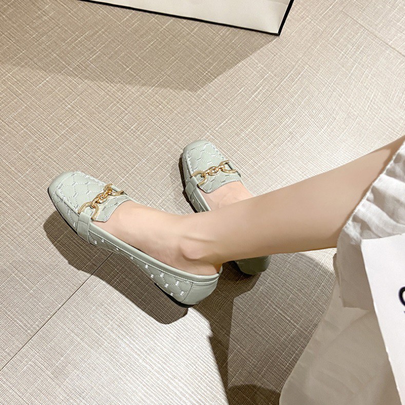 G559 - Giày Bệt Mũi Vuông Da Bóng Trần Chỉ Cao Cấp | BigBuy360 - bigbuy360.vn