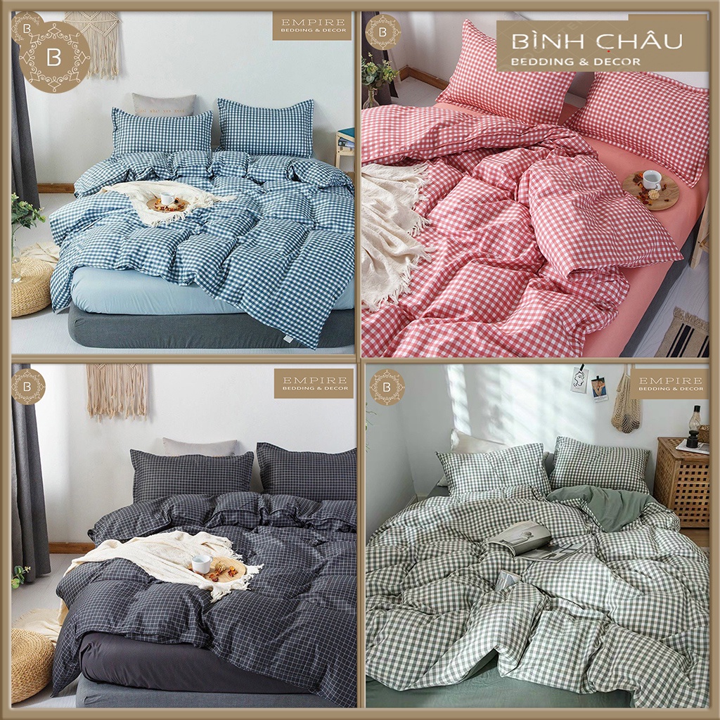 Bộ Chăn Ga Gối Đệm 4 Món Cotton Poly EMPIRE Cao Cấp Drap Ga Trải Giường - Bình Châu Bedding & Decor