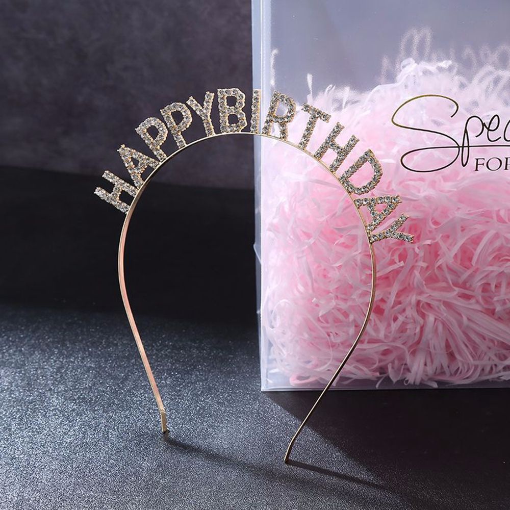 Băng Đô Cài Tóc Bằng Hợp Kim Hình Vương Miện In Chữ Happy Birthday Phong Cách Hàn Quốc Ngọt Ngào Dành Cho Nữ 1