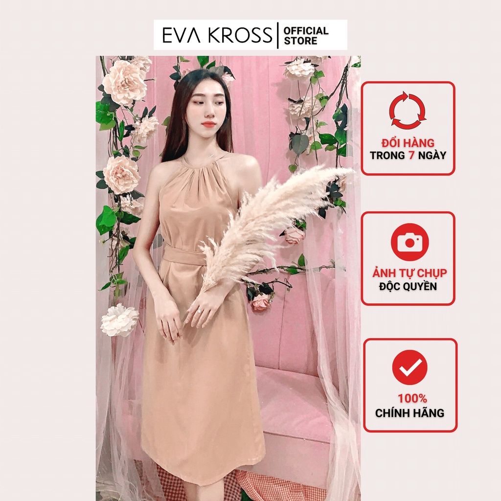 Đầm freesize dáng suông cổ yếm váy nữ buộc eo dạo phố đi biển EVA KROSS