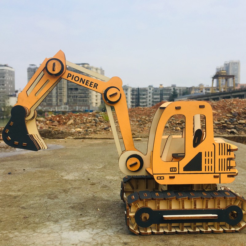 Đồ chơi lắp ráp gỗ 3D Mô hình Máy Xúc Excavator Laser