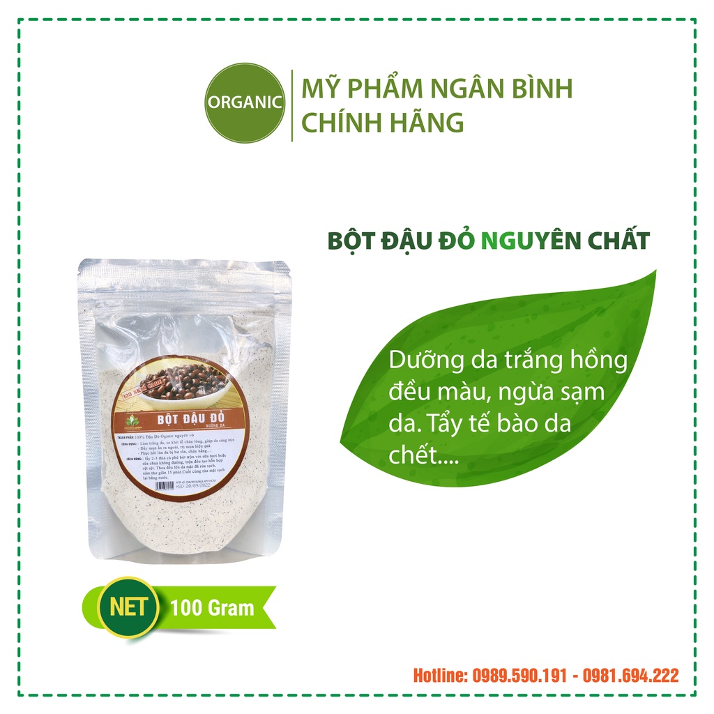 Bột đậu đỏ nguyên chất dưỡng da trắng hồng, mềm mại