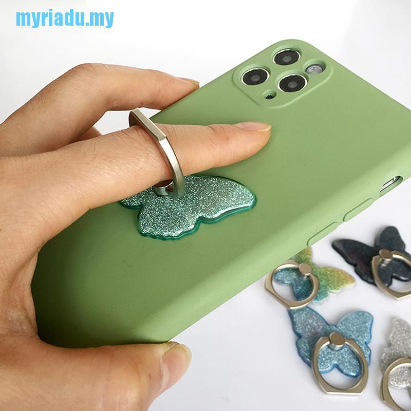 Vòng Nhẫn Đỡ Điện Thoại Xoay 360 Độ Hình Bướm Đính Kim Tuyến Xinh Xắn