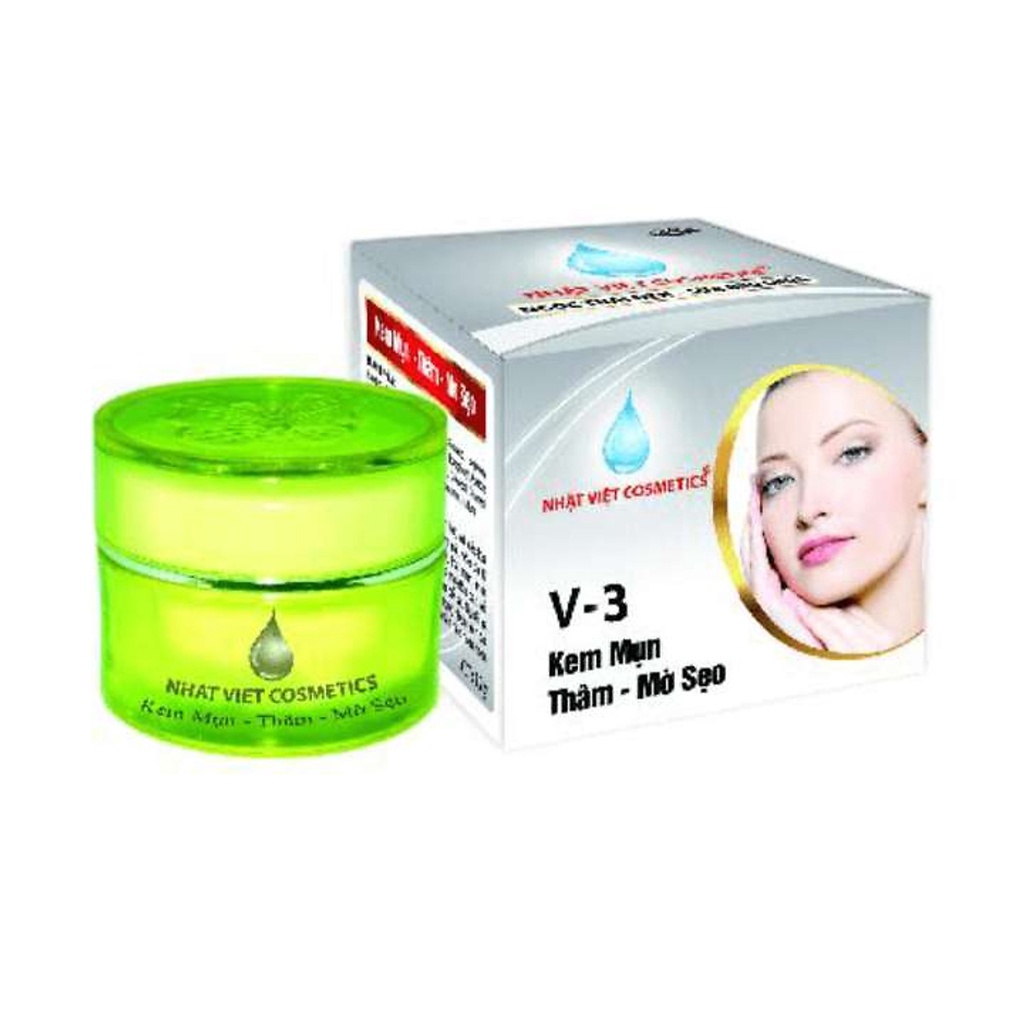 Kem Nhật Việt  V3 Mụn Xóa Thâm, Liền Sẹo, Ngọc Trai Đen Sữa Ong Chúa