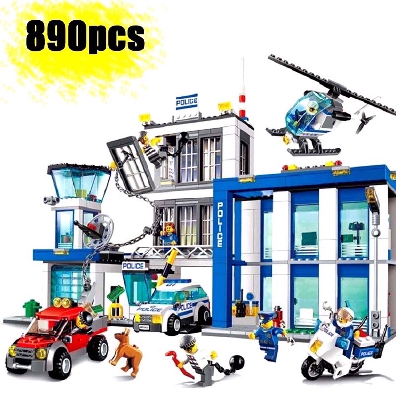 Lắp ráp nonlego City Bela 10424/6065 Xếp Hình Trụ Sở Cảnh sát Lớn 936 Mảnh