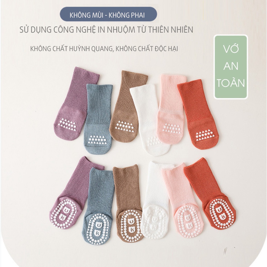 Set 3 tất cho bé trai bé gái cao cổ chất cotton có chống trơn trượt siêu mềm nhẹ không bai xù dễ thương TL03