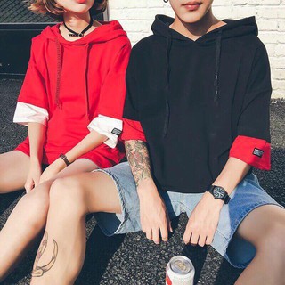 [CÓ ẢNH THẬT] Áo hoodie tay lỡ Unisex - Đen