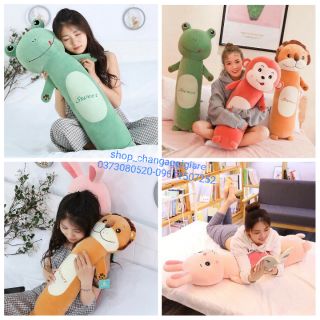 Gối ôm cho bé Gối ôm hình thú (ếch,thỏ,khỉ,sư tử) đầy đủ các size 50,70,110