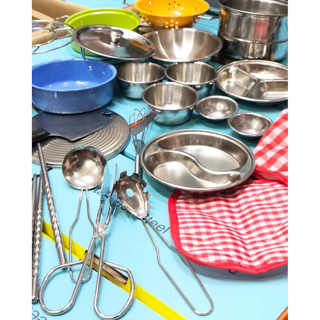 Bộ Đồ Chơi Nấu Ăn, Đồ Chơi Trẻ Em - Bộ Nấu Ăn Inox 23-33-40 Chi Tiết