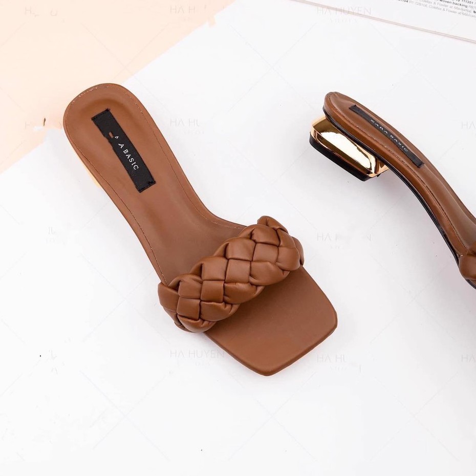Guốc / Dép quai đan gót vàng siêu hot cao 2cm - g73