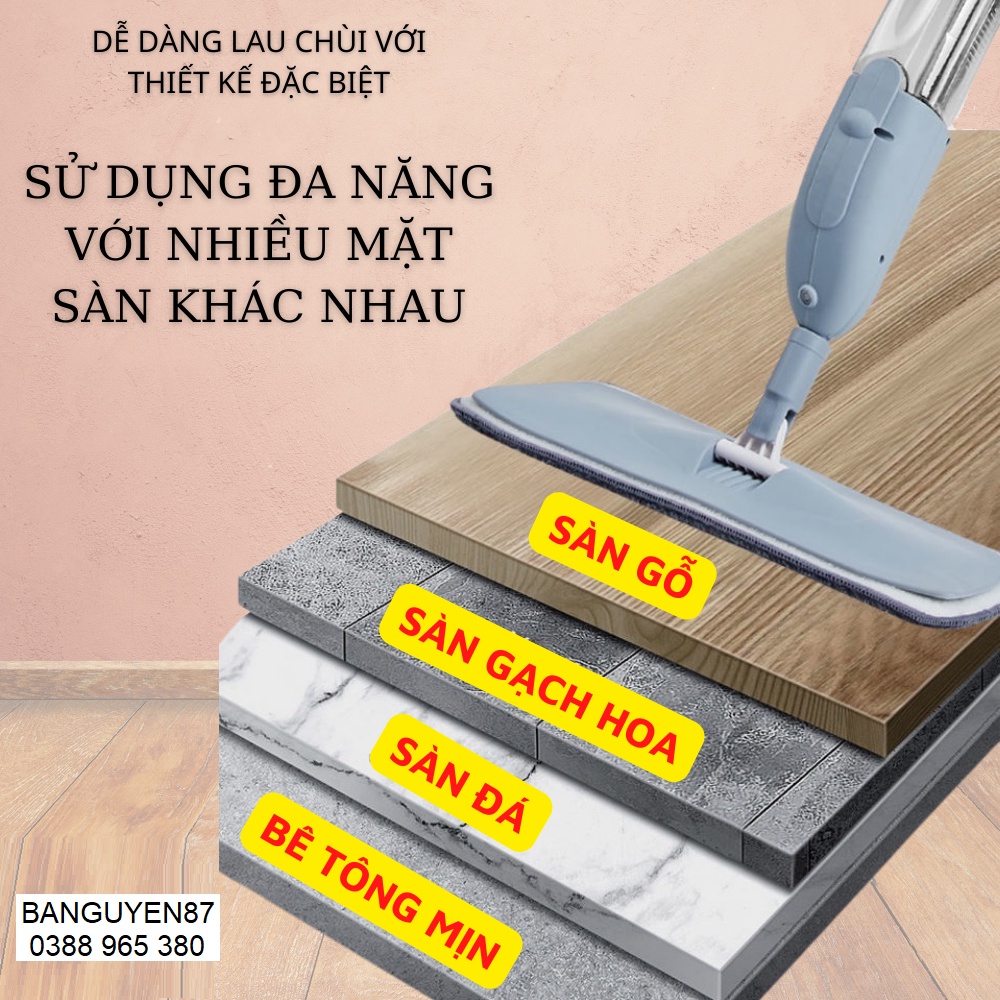 Cây lau nhà phun sương AURORA thông minh lau dọn dễ dàng 3 trong 1 đầu xoay 360 độ cao cấp