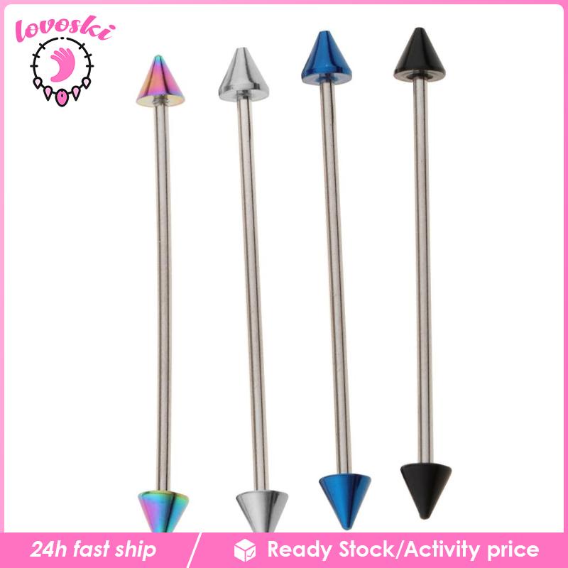 [Lovoski] Set 4 Khuyên Tai Đinh Tán Hình Mũi Tên 14G Thanh Tạ Công Nghiệp 47mm