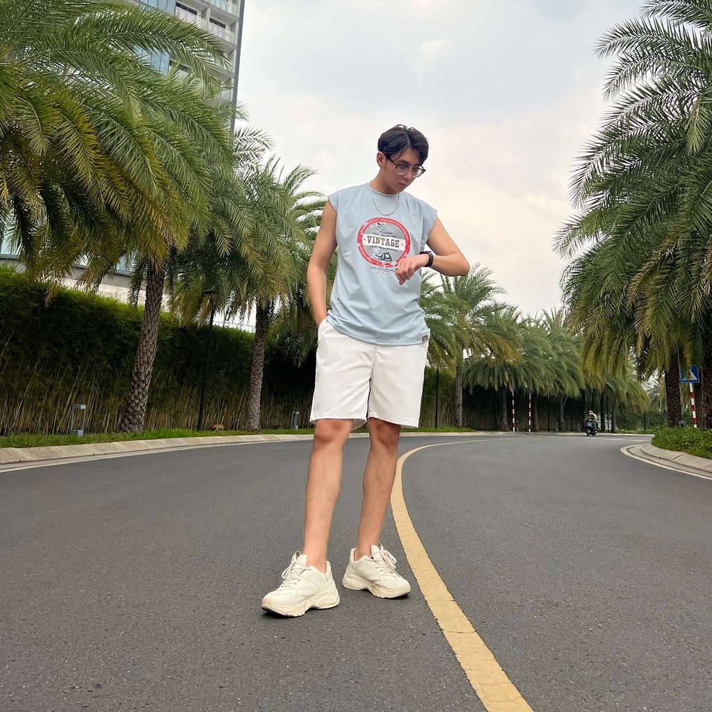 Áo thun ba lỗ tanktop nam VINTAGE-02, vải cotton mềm mịn, dày dặn, trẻ trung chuẩn form SAT